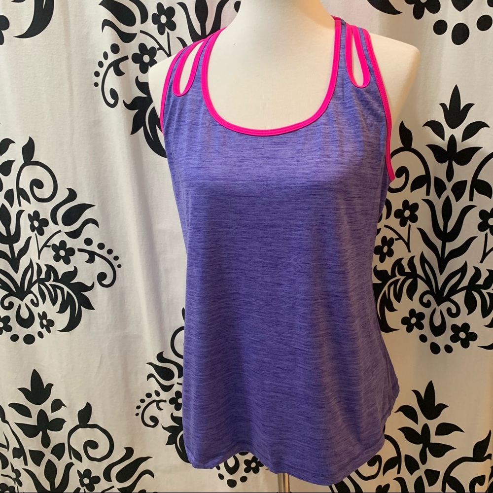Layer8 Racerback Solid Purple With Pink Trim Tank… - image 1